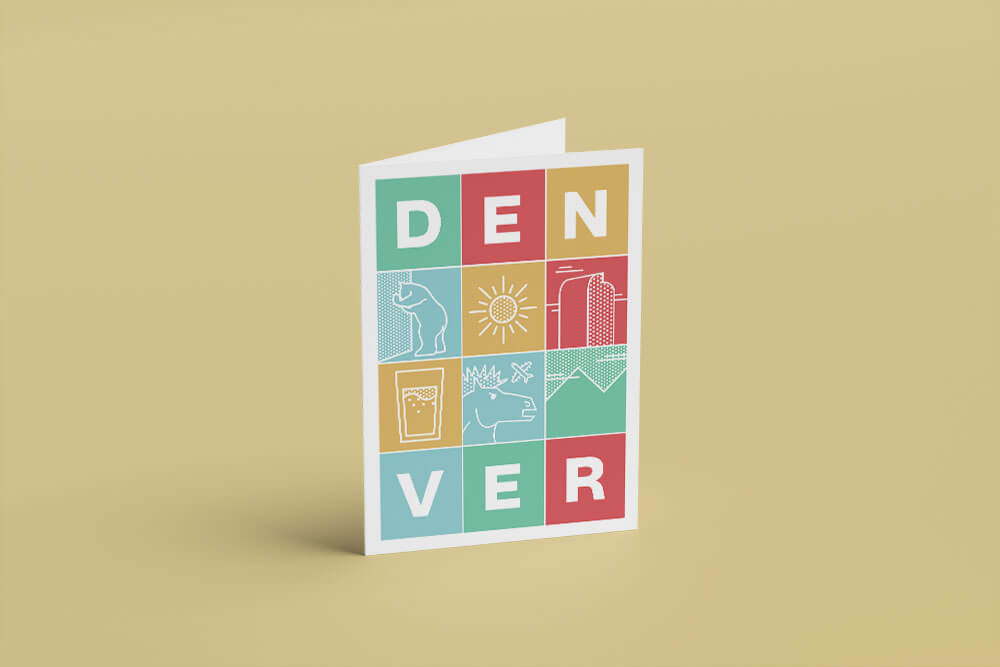 greeting card with Denver iconography