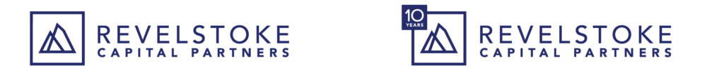 Revelstoke Capital Partners - standard logo and 10 year logo side by side.