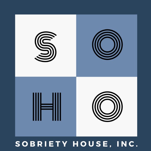 Sobriety House, Inc. logo consisting of blue, navy and white squares.